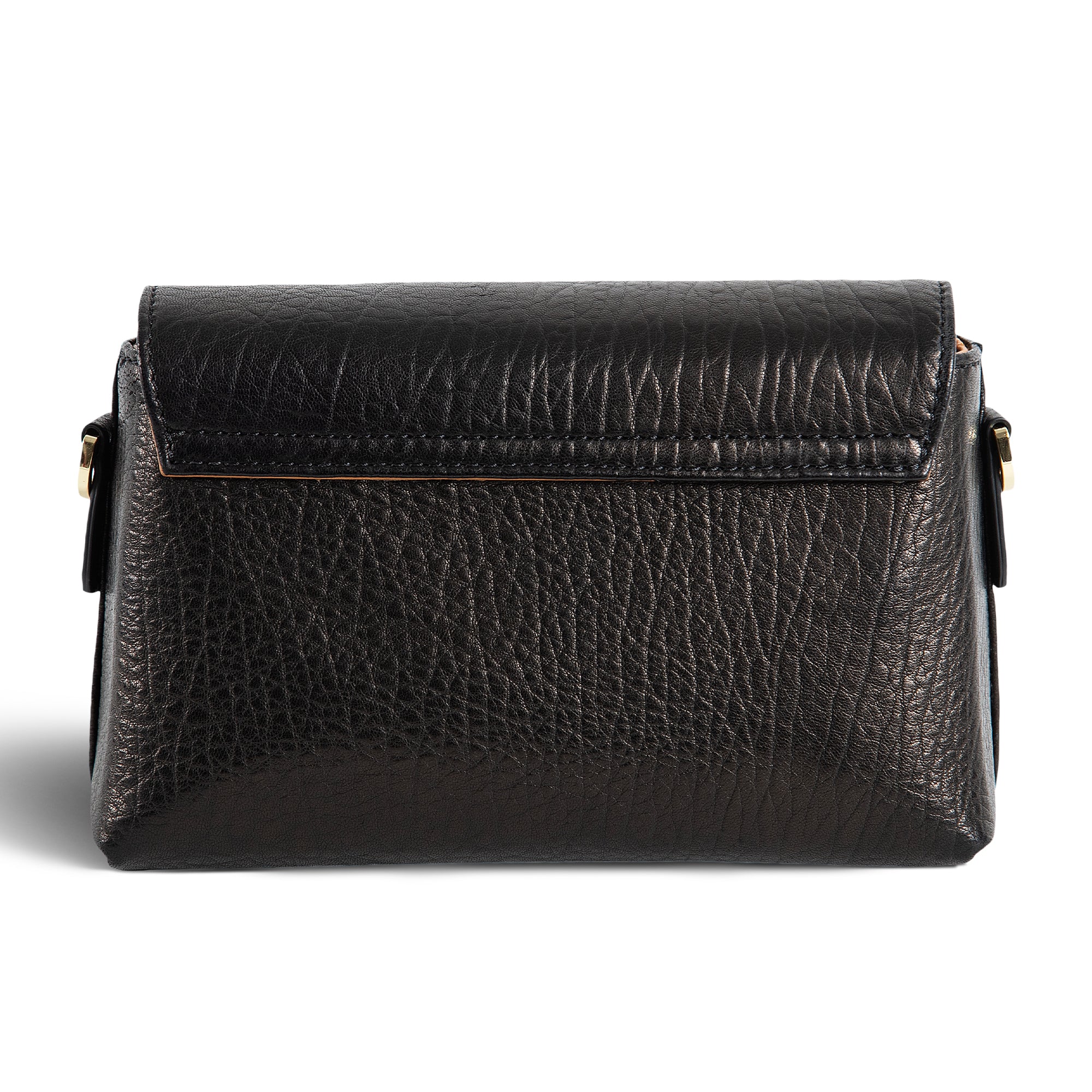 Black Vegan Leather Flap Crossbody Purse with Embroidery Strap | Baginning
